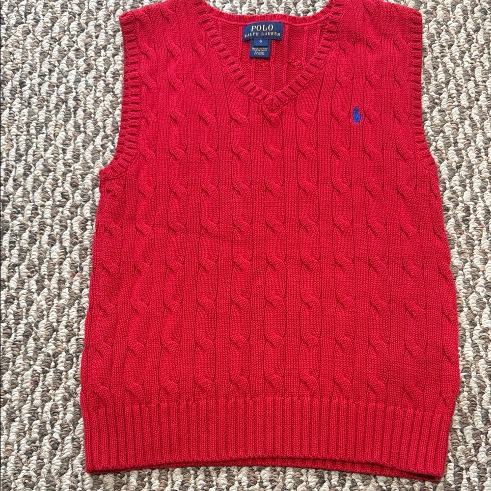 Polo by Ralph Lauren Red Cable Knit Vest